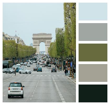 Arc De Triomphe Road Traffic Image